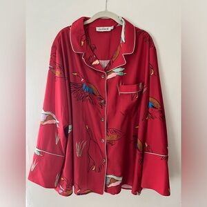 Rachel Antonoff Lamont Red Duck Print Top